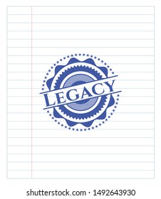 Legacy pen effect. Blue ink. Vector Illustration. Detailed.