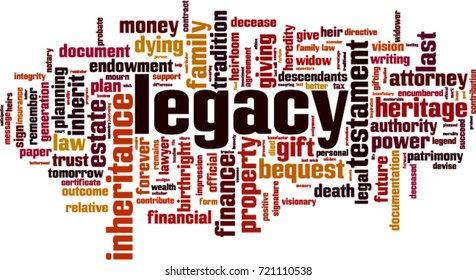 Legacy word cloud concept. Vector illustration