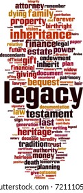 Legacy word cloud concept. Vector illustration