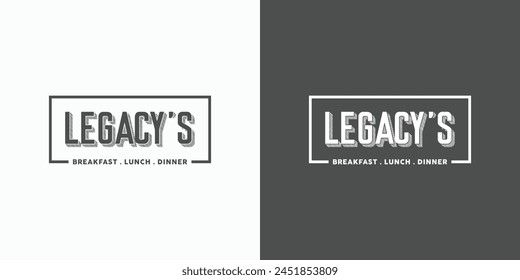 Legacy's Emblem Vektorgrafik Logo Design im klassischen Stil.