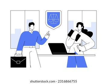 Legal advice abstract concept vector illustration. Business owner consulting with lawyer, personal advisor, corporate structure, company departments, corporation hierarchy abstract metaphor.