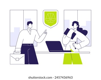 Legal advice abstract concept vector illustration. Business owner consulting with lawyer, personal advisor, corporate structure, company departments, corporation hierarchy abstract metaphor.