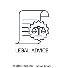 legal advice. Explanatory document. Vector linear icon isolated on white background.