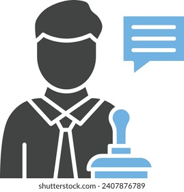 Symbol für Rechtsberater, Vektorbild. Geeignet für mobile Applikationen und Printmedien.