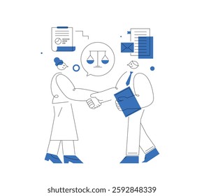 Legal Agreement Abstract line illustration. Simple and flat style. colleague