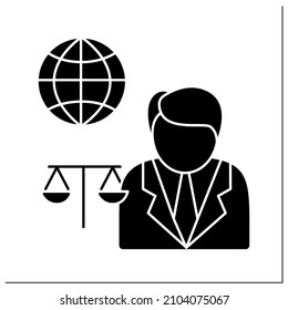 Legal Assistance Glyph Icon. Legal Services, Generic Information And Advice, Consultation.Embassy Service Concept.Filled Flat Sign. Isolated Silhouette Vector Illustration