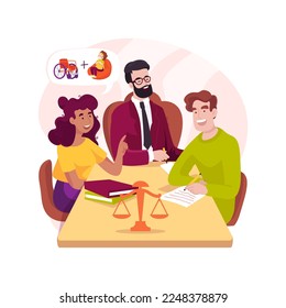 Legal assistance isolated cartoon vector illustration. Parent consulting service, legal information, know your rights, children with disabilities, kids with special needs vector cartoon.