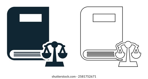 legal book icon vector, law firms, legal education, judiciary, attorneys, court cases, and regulations pictogram symbol ui and ux design, glyphs and stroke line