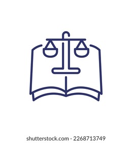 Icono de línea de libro legal, vector