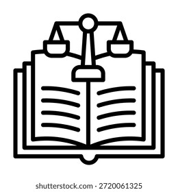 Ilustración vectorial de estilo de línea de icono de código legal