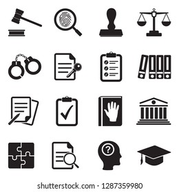 Legal Compliance Standards Icons. Black Flat Design. Vector Illustration. 