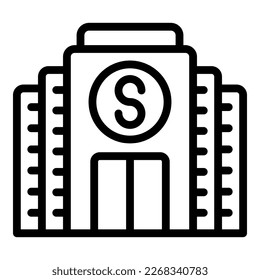 Vector de contorno de icono de construcción legal. Subvención bancaria. Inversión en construcción
