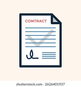 Legal Contract Document Agreed and Signed flat design Illustration