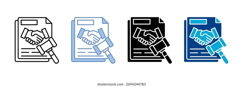Conjunto de iconos de contrato legal Colección de varios estilos