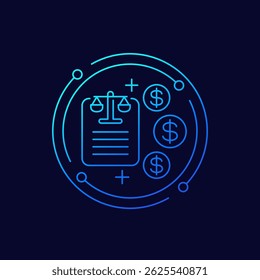 legal costs icon, linear design