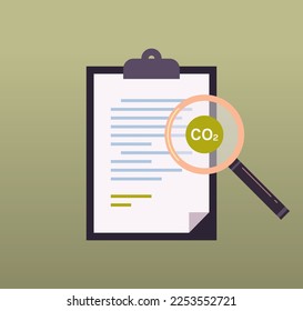 Legal document Co2 limit emissions idea and net zero emission carbon credit offset concept flat vector illustration.