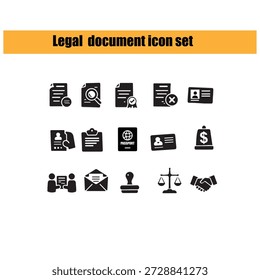 Conjunto de iconos planos de documento legal