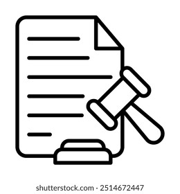 Ilustración vectorial de línea de icono de documento legal