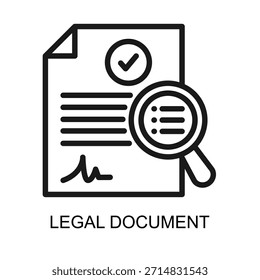 Ilustración vectorial de línea de icono de documento legal