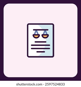 Legal Document Icon with Scales of Justice for Law and Governance