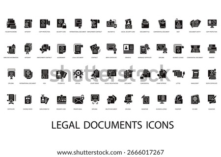 legal document icon set collection .design style with background