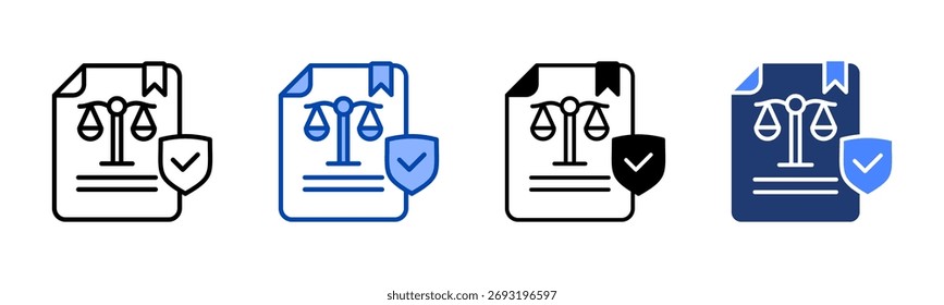Legal Document icon set multiple style collection