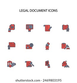 Legal document icon set.vector.Editable stroke.linear style sign for use web design,logo.Symbol illustration.