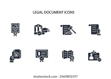 Symbol für juristische Dokumente set.Vektorgrafik.Editable stroke.linear style sign for use Webdesign,logo.Symbol Illustration.