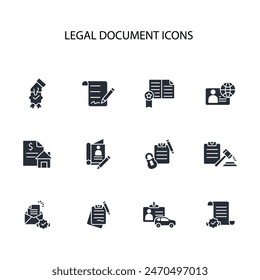 Legal document icon set.vector.Editable stroke.linear style sign for use web design,logo.Symbol illustration.