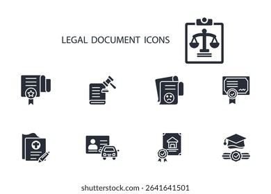 legal document icon set.vector.Editable stroke.linear style sign for use web design,logo.Symbol illustration.