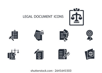 legal document icon set.vector.Editable stroke.linear style sign for use web design,logo.Symbol illustration.