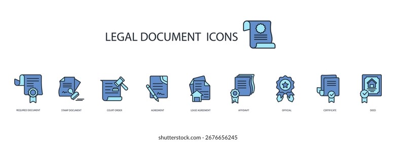 legal document icon set.Vector.Editable stroke.linear style sign for use Diseño web, logo.Symbol illustration.