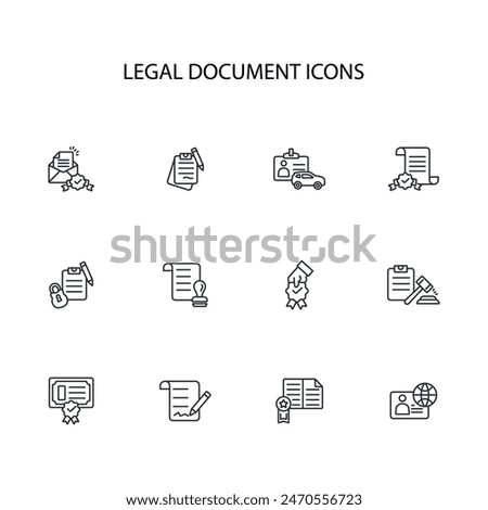 Legal document icon set.vector.Editable stroke.linear style sign for use web design,logo.Symbol illustration.