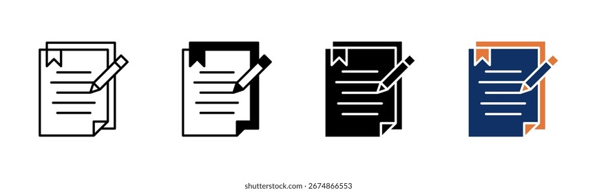 ícone Documento Legal folha de vários estilos coleção