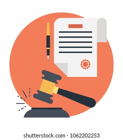 Legal document with mallet. Law and justice vector illustration 
