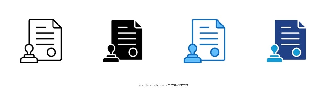 Vector de diseño de íconos de varios estilos: papel con un sello que simboliza la certificación, la Aprobación y la documentación oficial