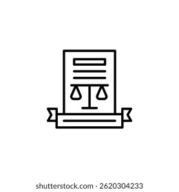 Legal Document with Scales of Justice Icon, Minimalist Design Style