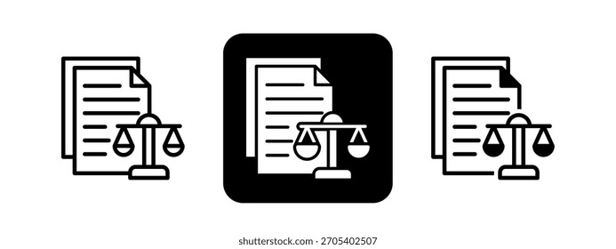 Legal Document Solid color and black line drawing vector illustration set