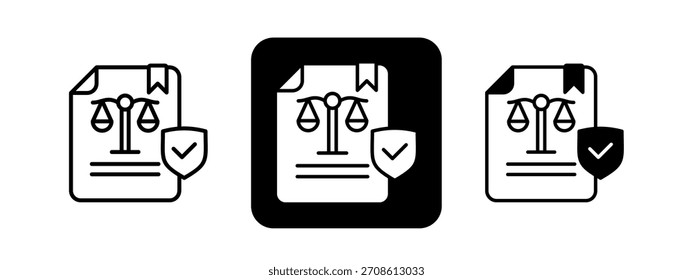 Legal Document Solid color and black line drawing vector illustration set