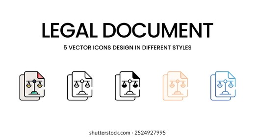 Conjunto de iconos vectoriales de documentos legales listos para usar ilustración de stock