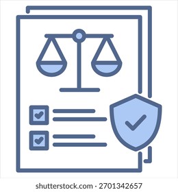Legal Documents Blue Icon Vector Illustration
