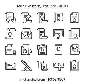 Legal Documents , Bold Line Icons. The Illustrations Are A Vector, Editable Stroke, 48x48 Pixel Perfect Files. Crafted With Precision And Eye For Quality.