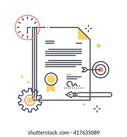 Legal Documents concept illustration, icon, background and graphics. The illustration is colorful, flat, vector, pixel perfect, suitable for web and print. It is linear stokes and fills.