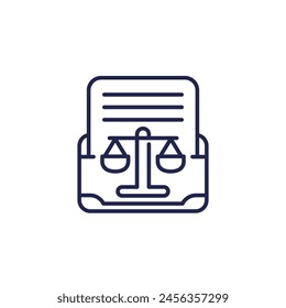 legal documents in folder icon, line vector