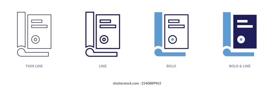 Legal documents icon in 4 different styles. Thin Line, Line, Bold, and Bold Line. Duotone style. Editable stroke.