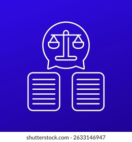 Icono de documentos legales, diseño de Vector de línea