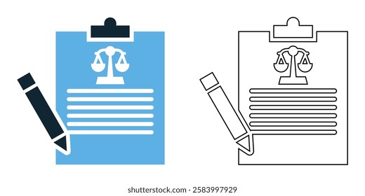 Legal drafting icon vector, legal document preparation, contracts, and law, legal, corporate and official pictogram symbol ui and ux design, glyphs and stroke line