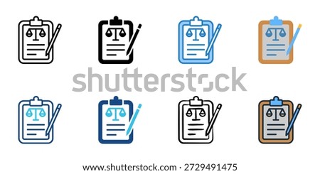 Legal Drafting icons set multiple style collection. Editable stroke 
