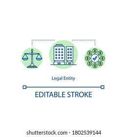 Legal entity concept icon. Notary service building. Lawyer company. Legal consulting firm idea thin line illustration. Vector isolated outline RGB color drawing. Editable stroke