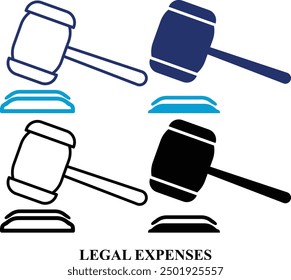 Legal Expenses, Courthouse colorful icon set in line and fill style. Editable icon Set Insurance and Assurance. High quality business icon set of Legal Expenses, Courthouse 